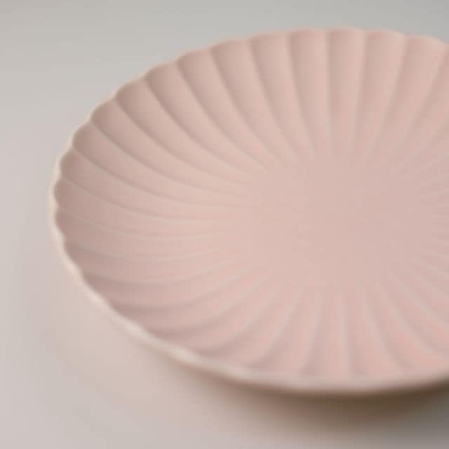 桜色　菊型　丸皿　16.5ｃｍ　桜色　