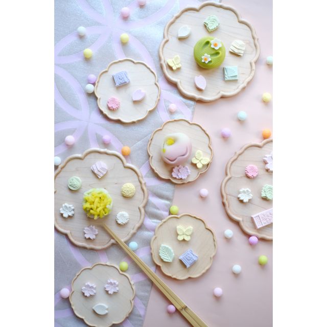 花型トレイ 白木 大 F15 トレー お盆 Four Grace Tableware