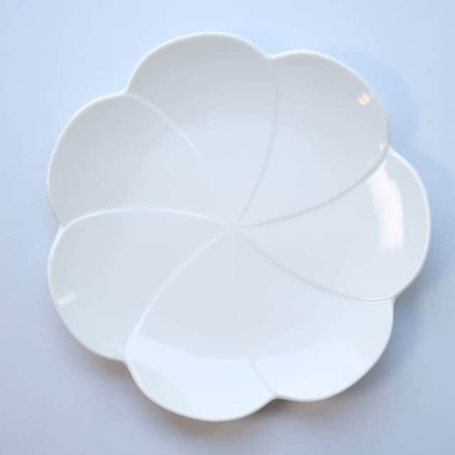 言花 23ｃｍ　皿 立葵 白