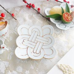 結び皿陶磁器小皿4枚セット朱金 有田焼 吉祥結び 金 小皿 ｜ 四季折々のおしゃれな和食器通販サイト