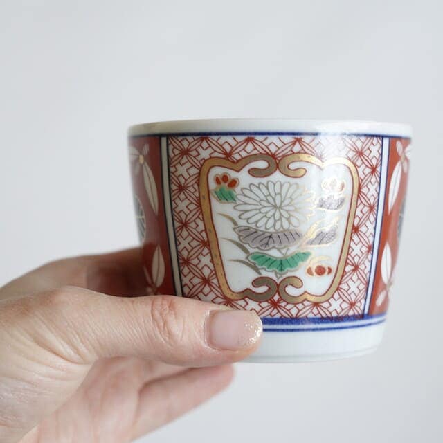 波佐見焼　地紋割花紋　そば猪口