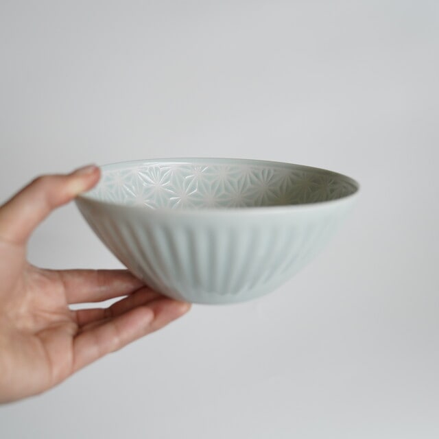 葉模様の陶器ボウル 波佐見焼 麻の葉 ボウルL 【tomofac】 | Tomo's Factory