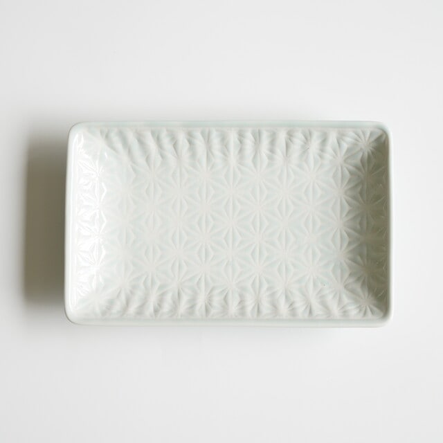 波佐見焼　麻の葉（ブルー）スクエアプレートM