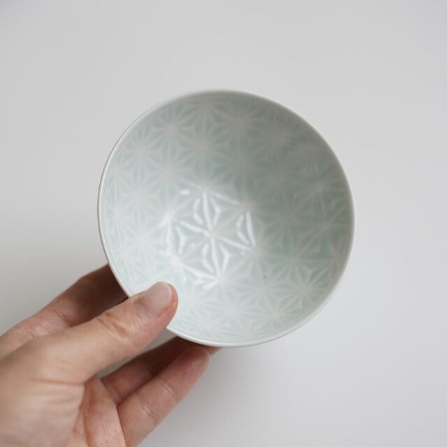 波佐見焼　麻の葉（ブルー）ボウルS　５個セット