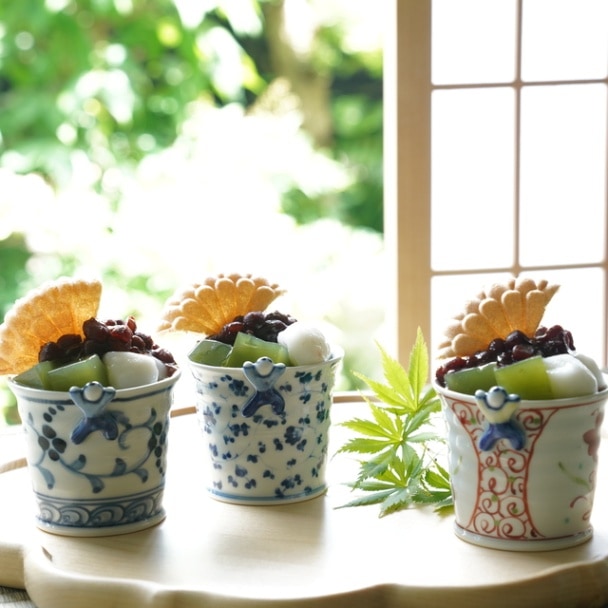 波佐見焼　藍唐草　一閑人煎茶・そば猪口