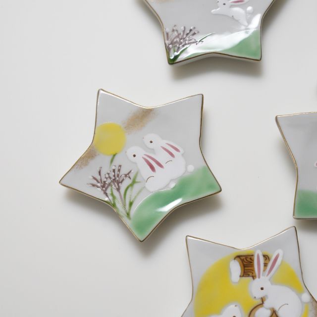 京焼 松峰窯 兎のお月見星形箸置き カトラリー 箸 箸置き Four Grace Tableware