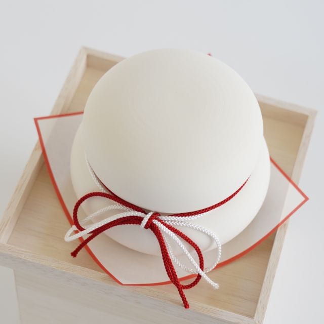 京ちりめん橙付き　とうきの鏡餅飾り 大（木箱タイプ）日本製