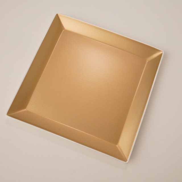 越前塗　スクウェアプレートＬ　シャンパンゴールド