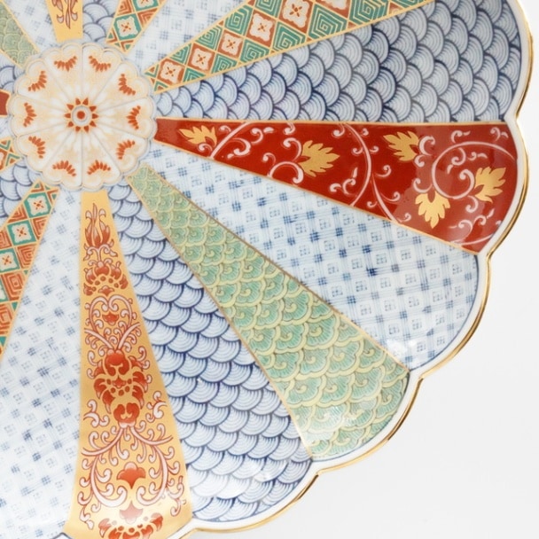 波佐見焼　菊割花地紋　８号皿