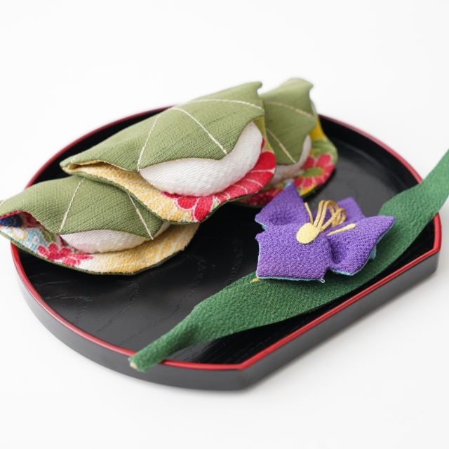 京ちりめん　和柄　菖蒲と柏餅