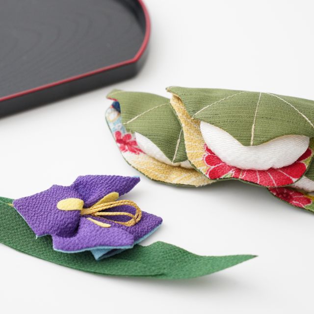 京ちりめん　和柄　菖蒲と柏餅