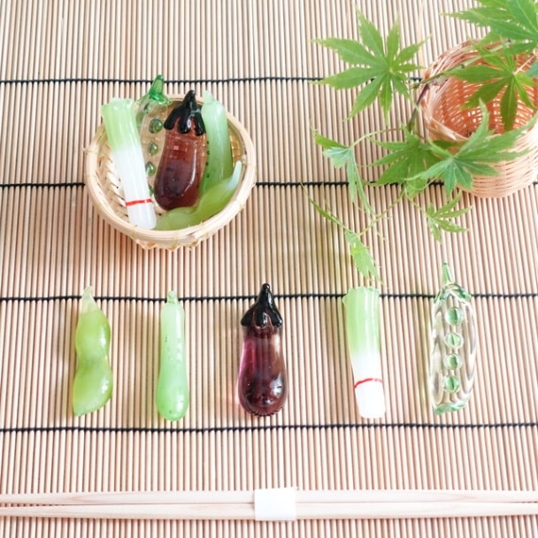 手作り硝子 夏野菜箸置き 5点揃え ｜ 四季折々のおしゃれな和食器通販
