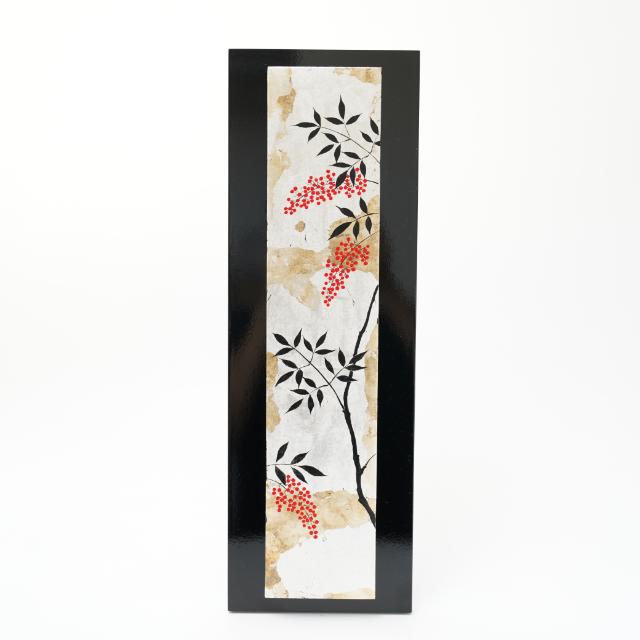 継ぎ箔　月下　塗板飾　南天