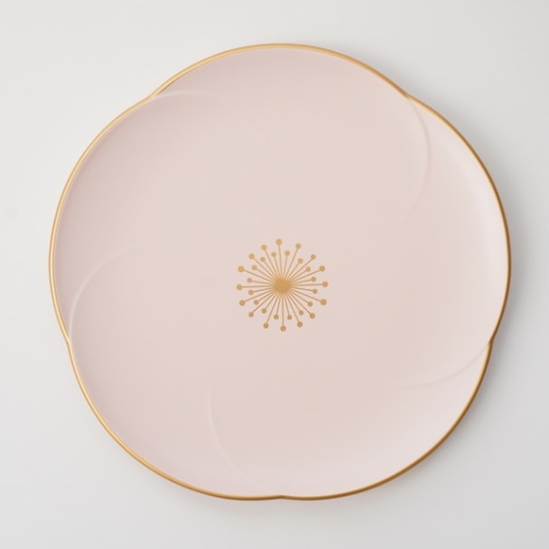 越前塗 梅皿21cm 総ピンク縁金 しべ金 FOURGRACEオリジナル