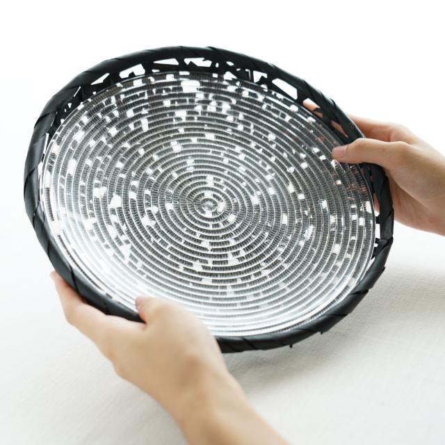 やたら編み篭 アラカルトボール（白竹） S アクリルボウル付き
