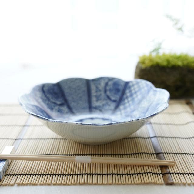 江戸晩期 藍九谷 鉢 菓子器 美泉作 送料込み250710 江戸晩期 藍