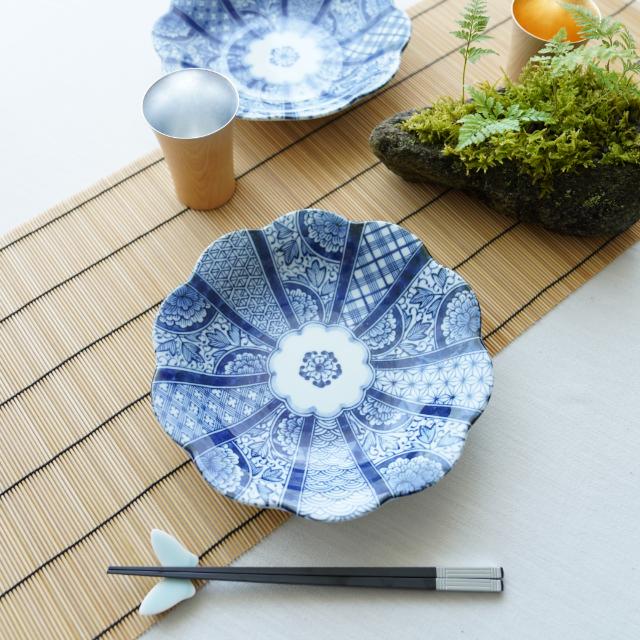 藍hana 21.5cm深皿 5枚セット/美濃焼 ｜ 四季折々のおしゃれな和食器