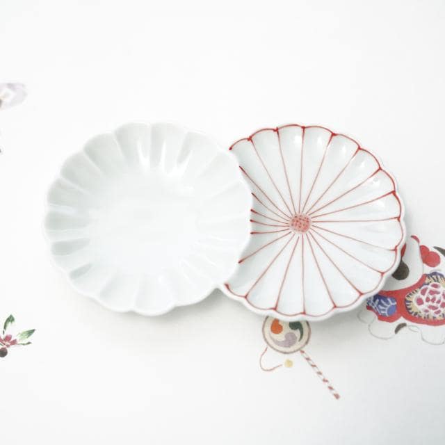 菊割(赤) 小分け菊皿