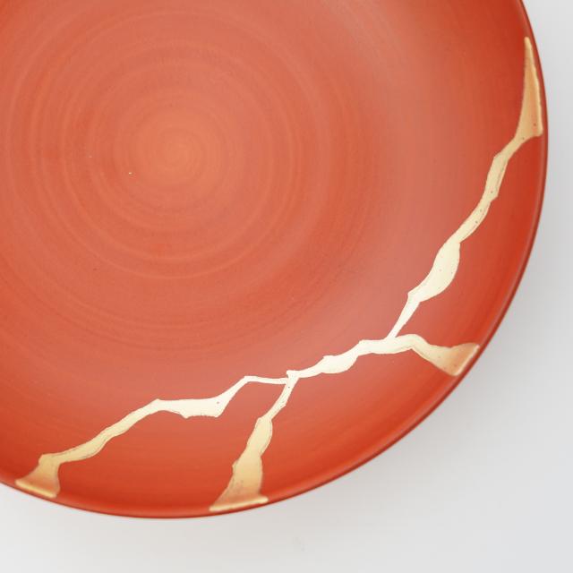 【12月中旬頃お届け】有田焼　錦朱巻金継６寸皿　FOURGRACEオリジナル