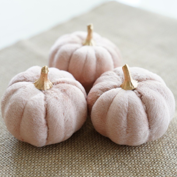 ファブリックパンプキンアソートS　ピンクグレージュ　3個セット