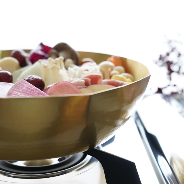 燕三条　真鍮　八角槌目鍋　