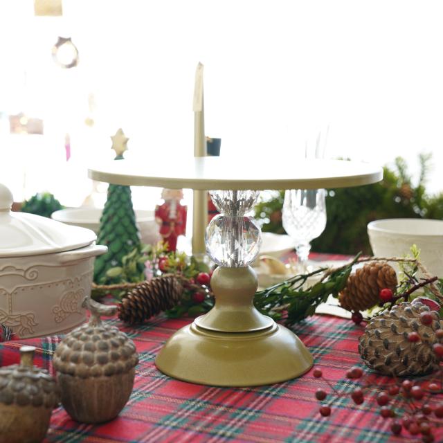 ゴールドケーキスタンド　クリスタル