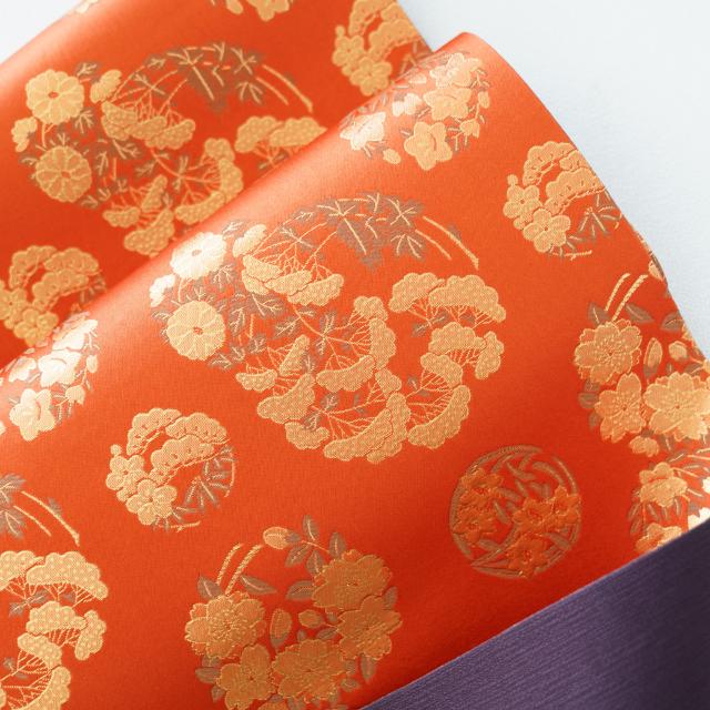 西陣織 花丸紋 テーブルランナー 朱 ｜ 四季折々のおしゃれな和食器