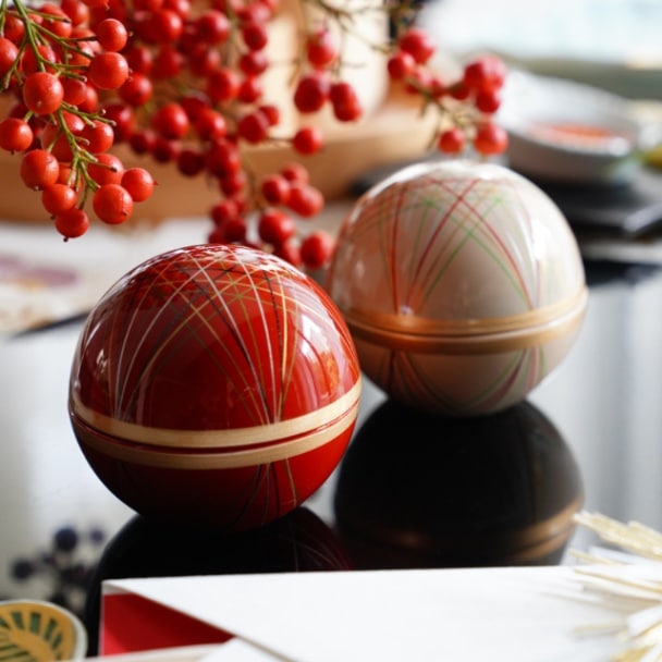 球珍味　手まり柄内金パール　白　FOURGRACEオリジナル