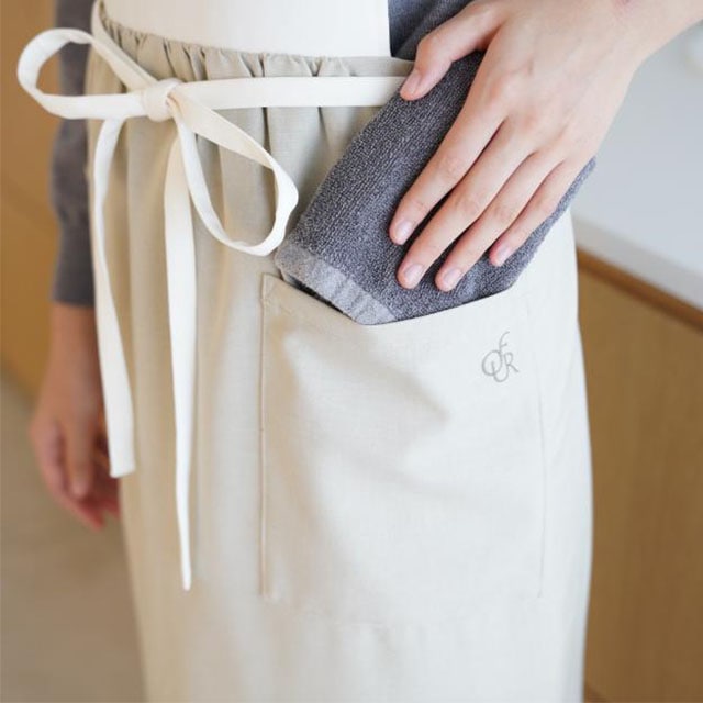 B02734 FU-ra ベルトエプロン オフホワイト×パープル B02734 FU-ra ベルトエプロン オフホワイト×パープル