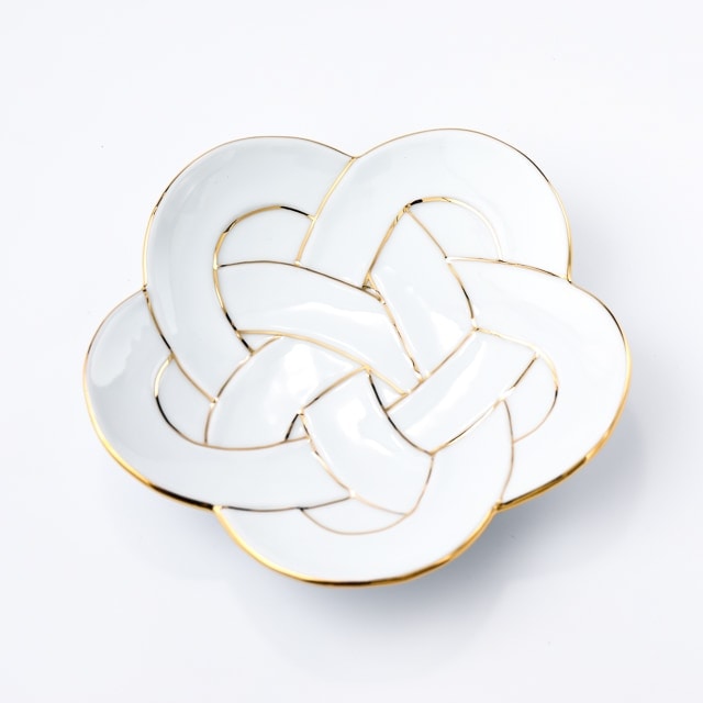 有田焼　太白金線梅むすび銘々皿