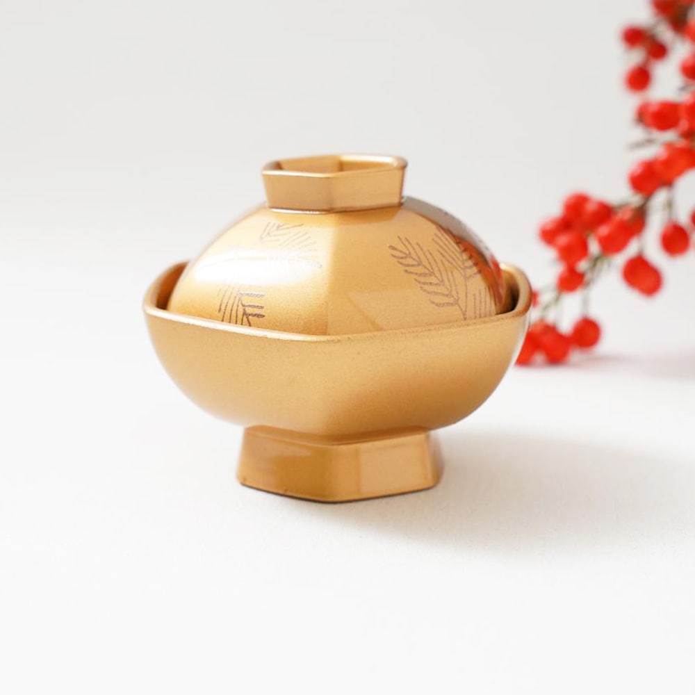 珍味入れ　濃黄釉菊葉型千代口 10個　新品未使用 六角珍味入れ 金松葉内金 ｜ 四季折々のおしゃれな和食器通販サイト