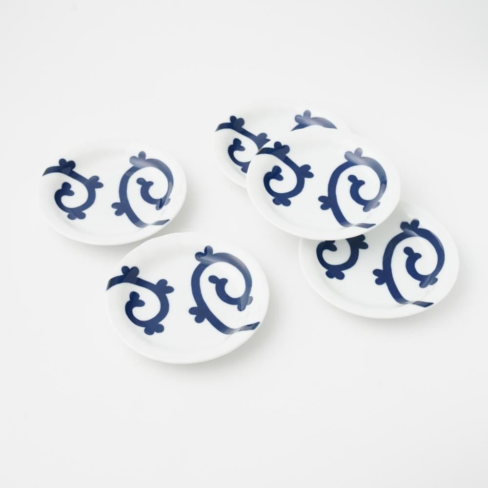 唐草 ゆらぎ小皿（5点セット）