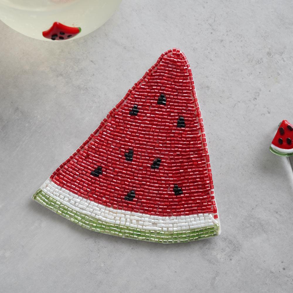 ガラスビーズコースター（スイカ）