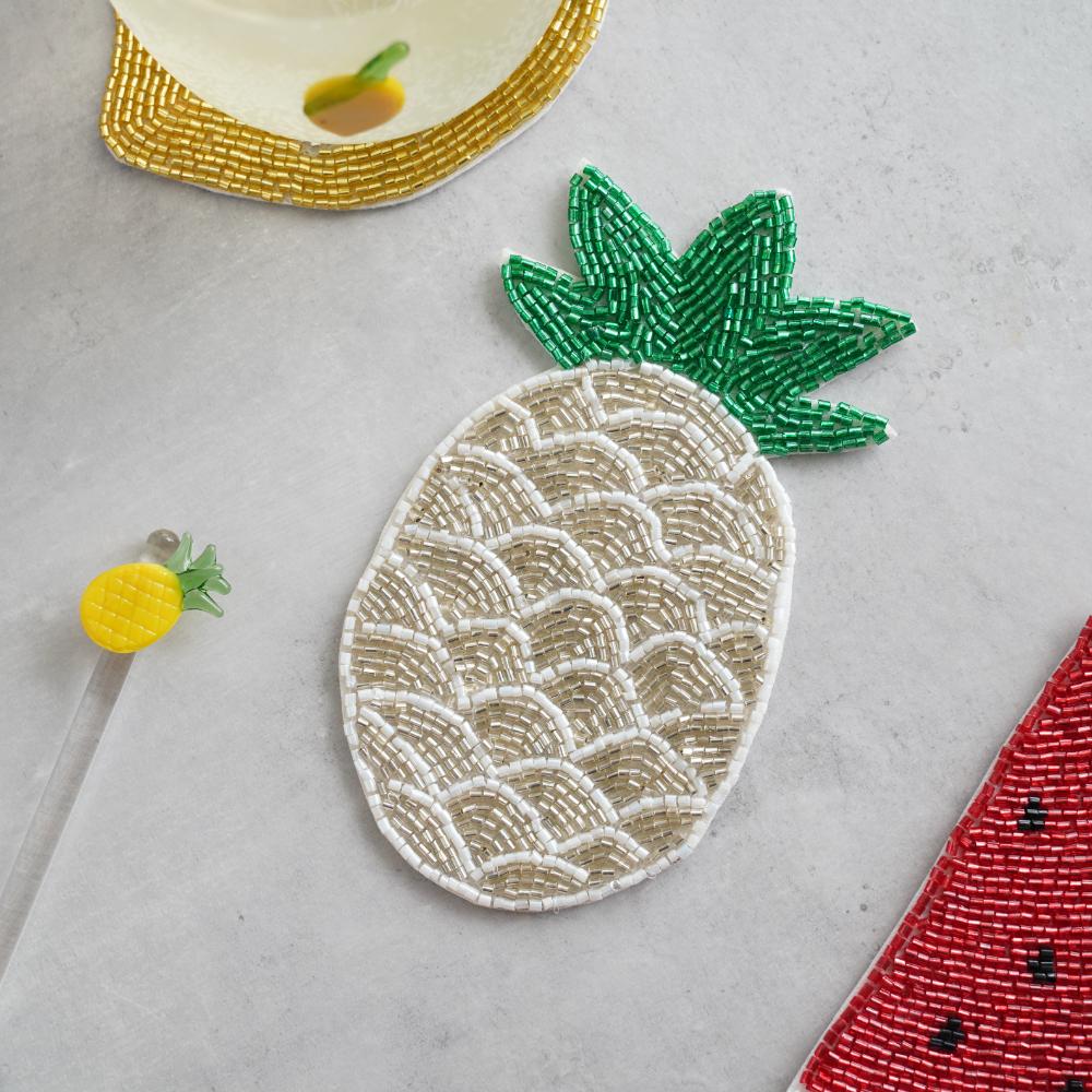 ガラスビーズコースター（パイナップル）
