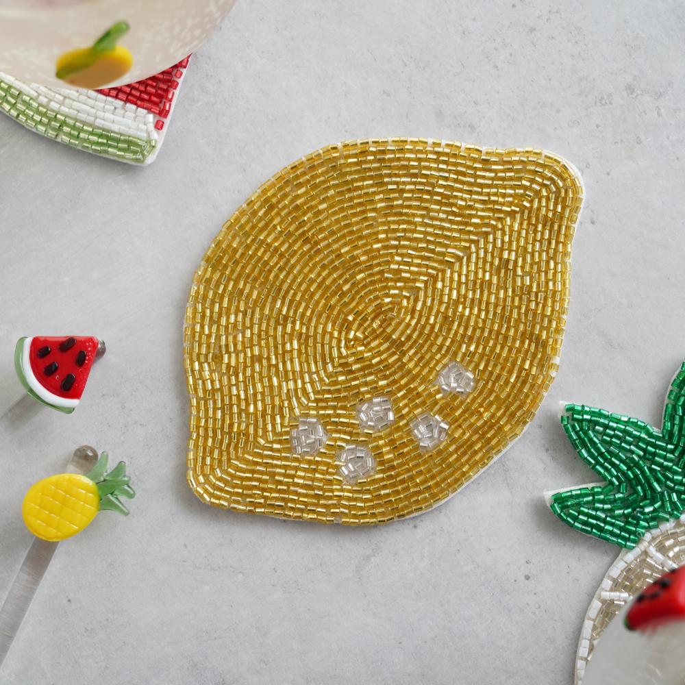 ガラスビーズコースター（レモン）