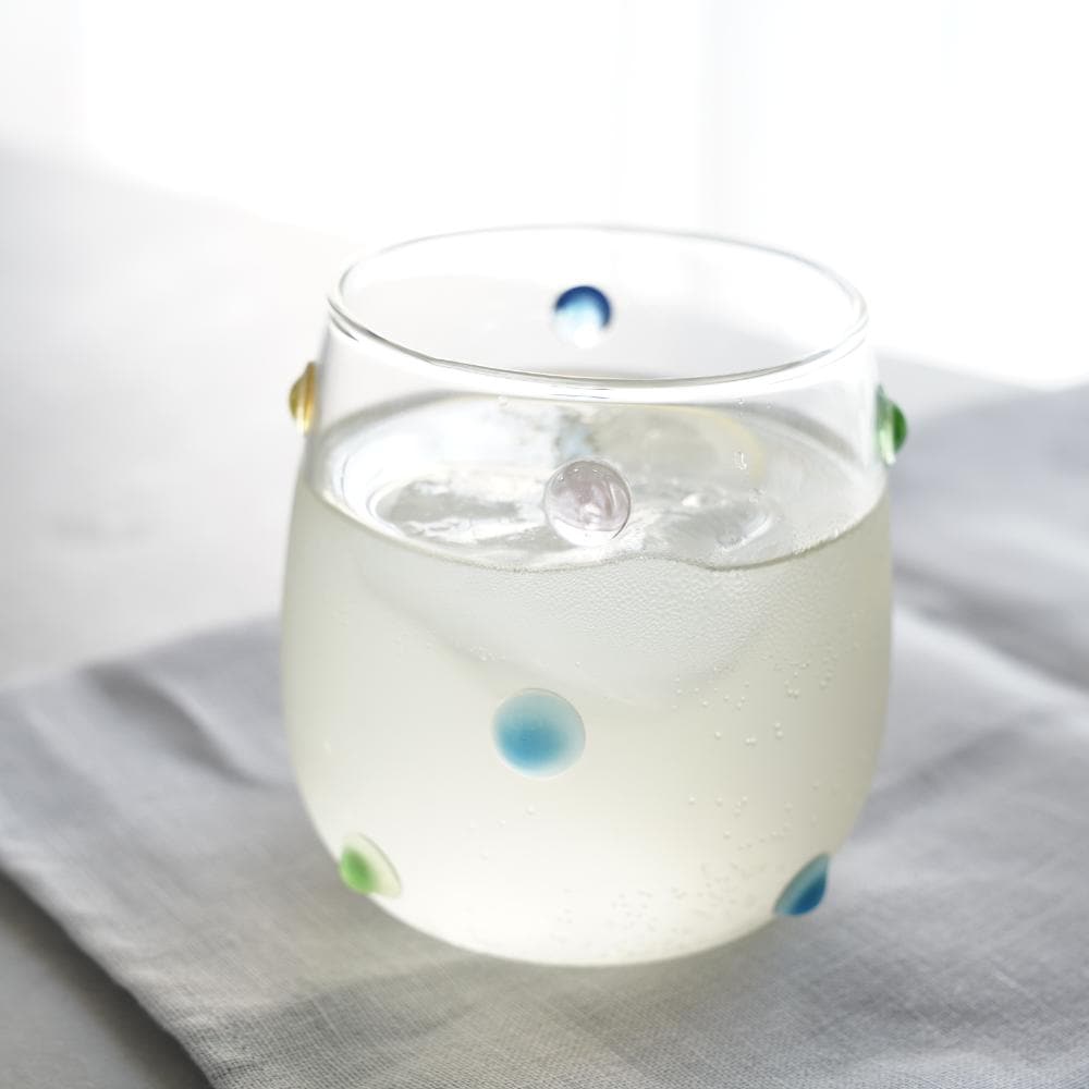 3DドットガラスタンブラーC（ブルー・グリーン・パープル・アンバー）