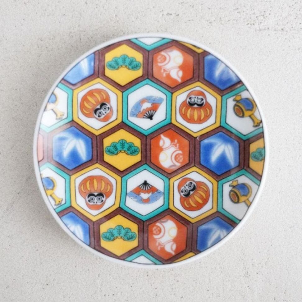 九谷焼 3寸 豆皿　だるま