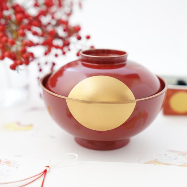 雑煮椀 朱天金 半月絵入り FOURGRACEオリジナル ｜ 四季折々の