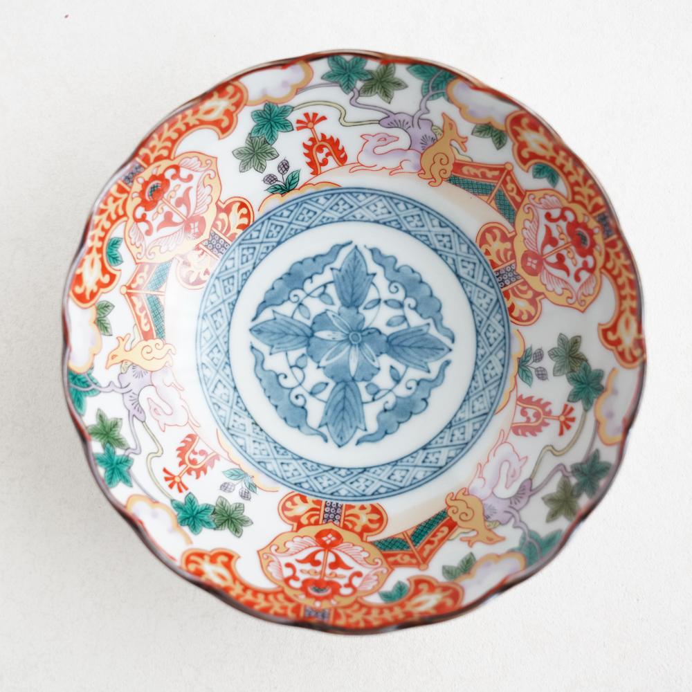 鹿絵祥瑞赤 煮物鉢