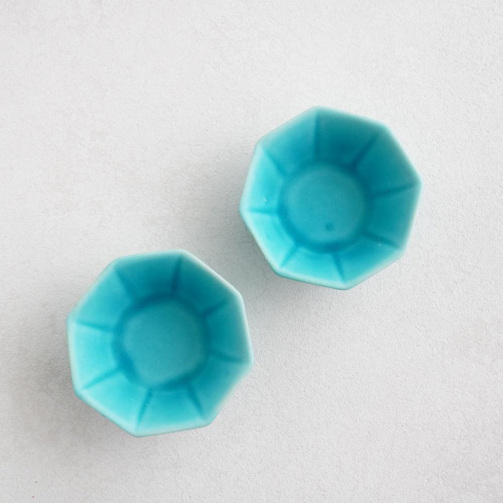トルコブルー 八角小付　2個セット