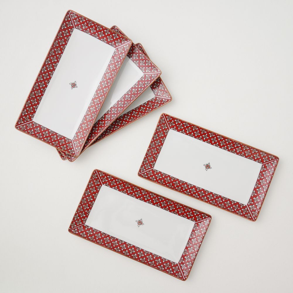 紅小花 長角皿揃｜ 四季折々のおしゃれな和食器通販サイト