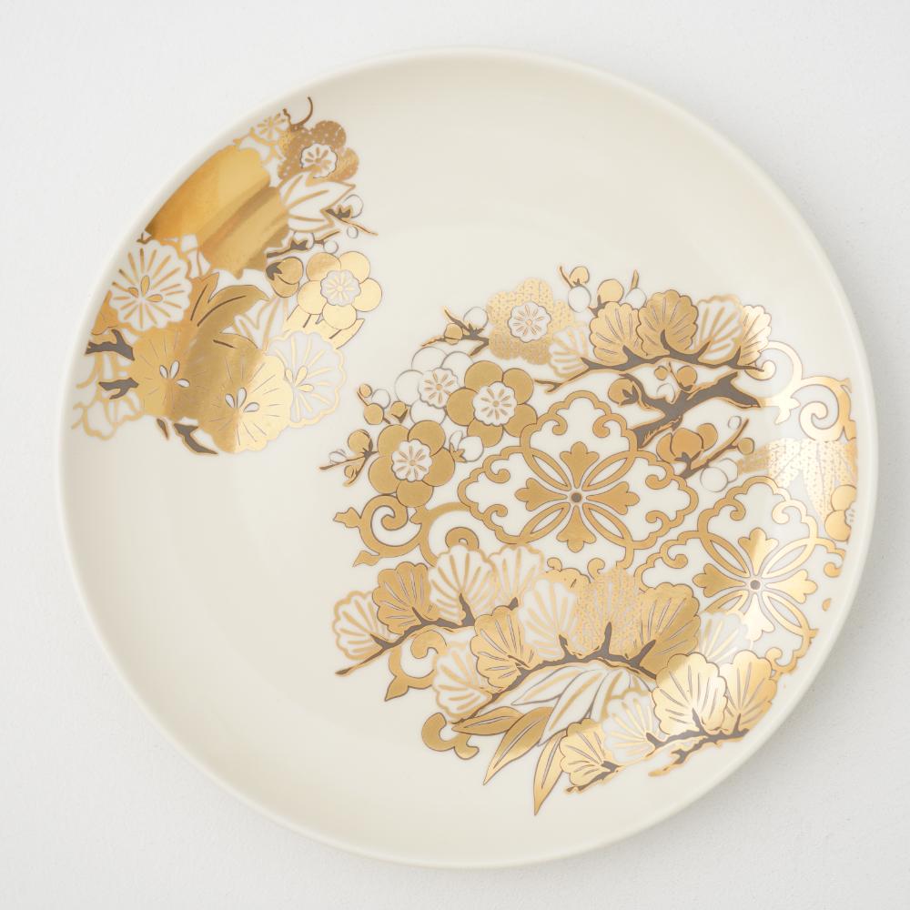 【11月中お届け】松竹梅花の丸 7号皿（化粧箱入り）FOURGRACEオリジナル