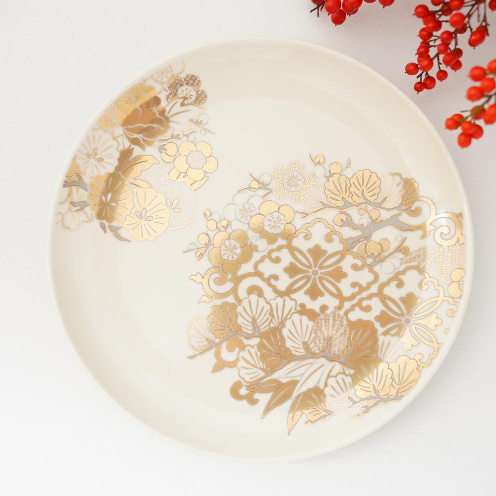 【11月末頃お届け】松竹梅花の丸 7号皿（化粧箱入り）FOURGRACEオリジナル