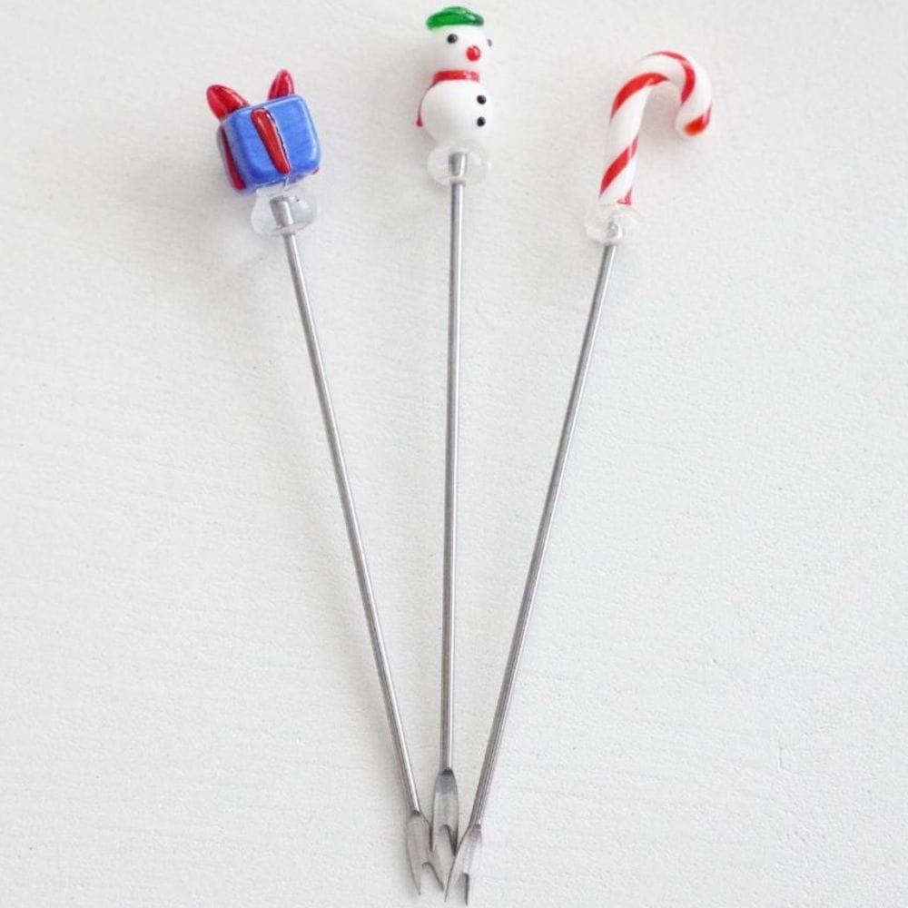 ガラスのクリスマスピック3点セット
