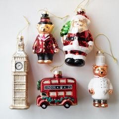 クリスマスガラスオーナメント　イギリスモチーフ4点セット 5点セット】ロンドンモチーフ クリスマス オーナメント｜ 四季折々の