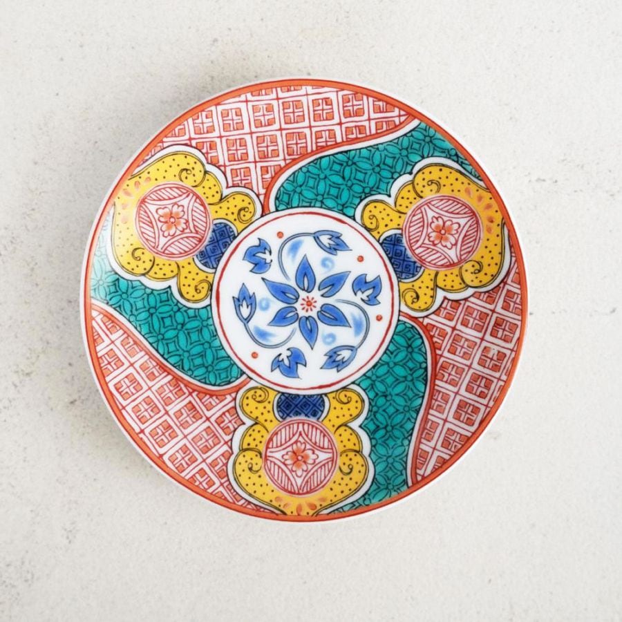 九谷焼 3寸 豆皿　赤絵