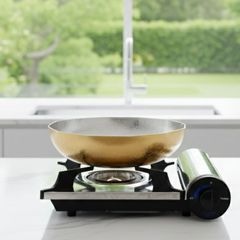 ステンレス製お鍋(中) 雪 φ29cm 外ゴールド お鍋 ｜ 四季折々の