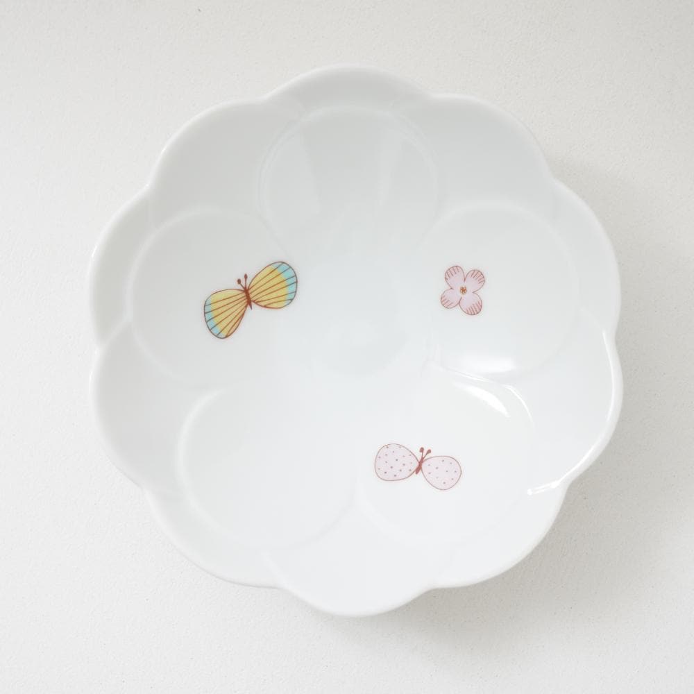 九谷焼 チョウ中鉢［ピンク］