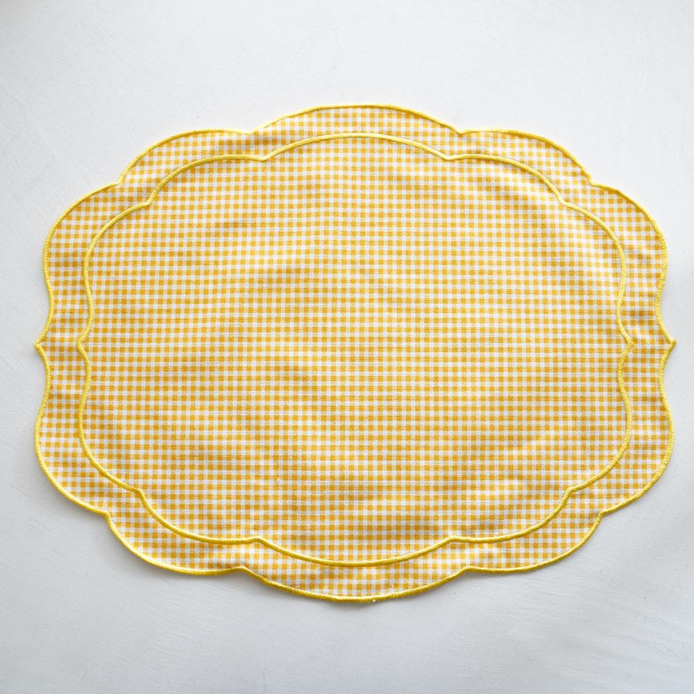 ギンガムチェックランチョンマット イエロー