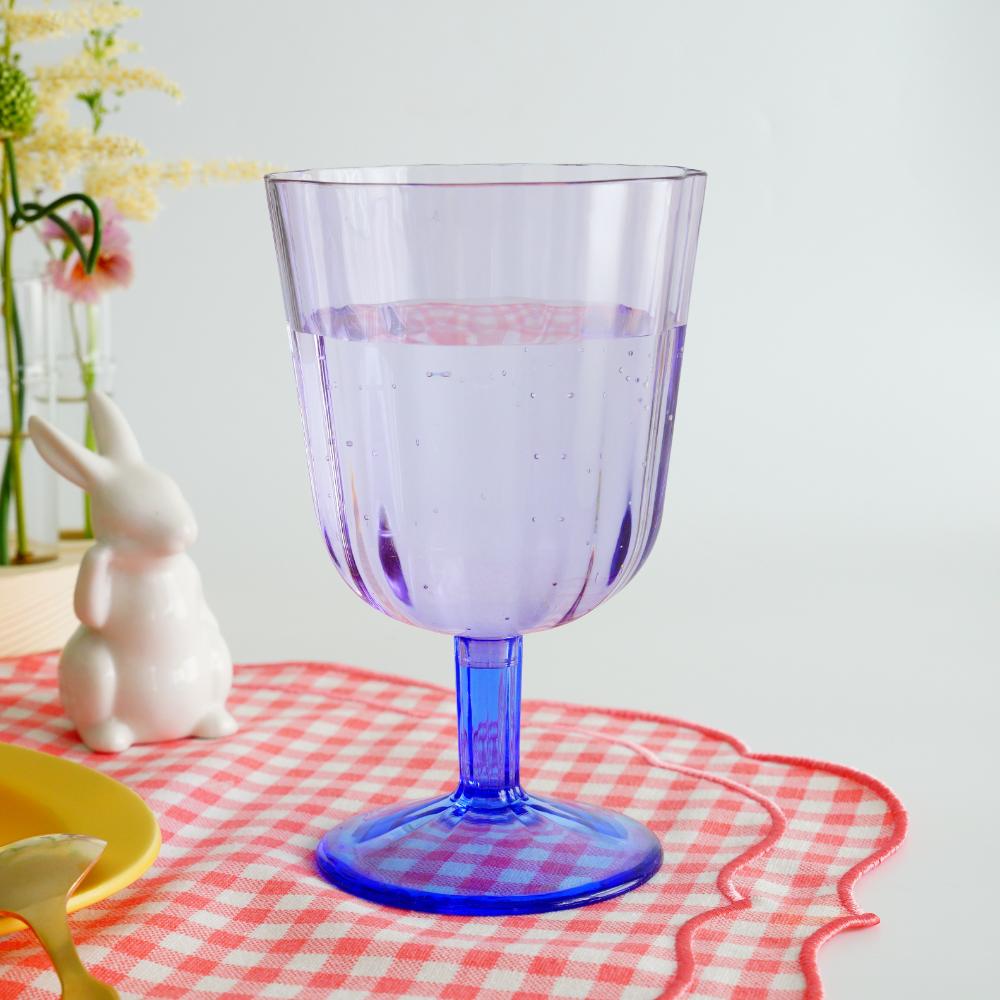 シンプルスカロップ ゴブレットグラス 500ml （MS樹脂製）ブルー